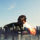 <p>Vivian the Dachshund is made to appear gigantic in a photoshopped image by her owner Mitch Boyer. (Mitch Boyer/Caters News)<br></p>
