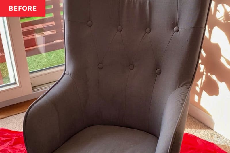 Grey armchair before painting.