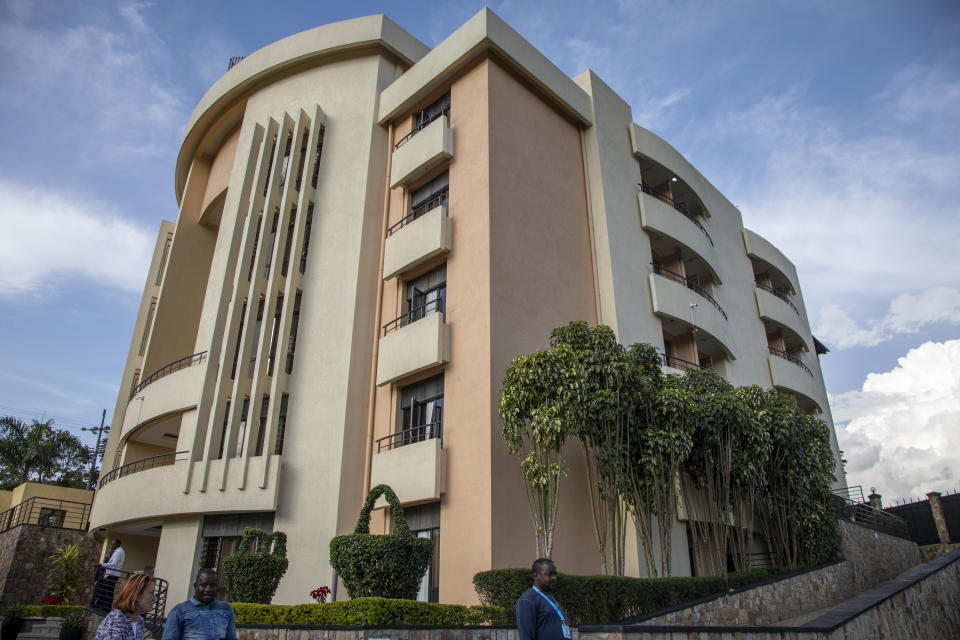 The exterior of the Hope Hostel, which is one of the locations expected to house some of the asylum-seekers due to be sent from Britain to Rwanda, is seen in the capital Kigali, Rwanda Friday, June 10, 2022. As Britain plans to send its first group of asylum-seekers to Rwanda amid outcries and legal challenges, some who came there from Libya under earlier arrangements with the United Nations say the new arrivals can expect a difficult time ahead. (AP Photo)