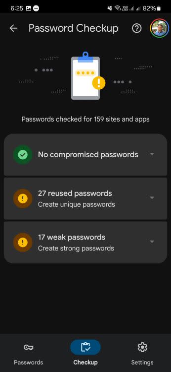 Google Password Manager checkup tab redesign