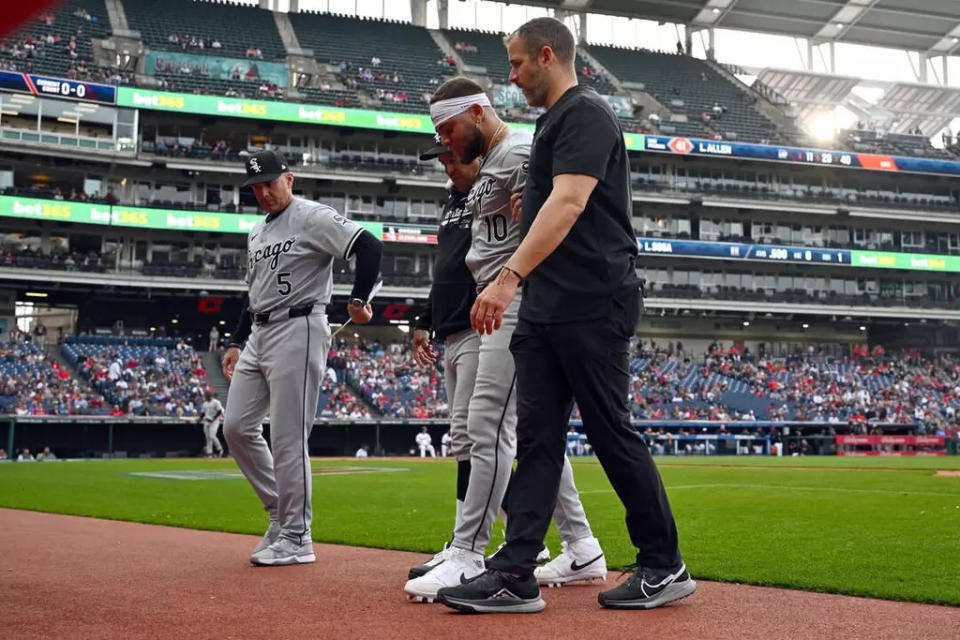 莫卡達（Yoan Moncada）在跑壘時受傷。法新社