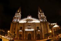 View from the square Guadalajara of the Cathedral of the city of Guadalajara in Guadalajara, Mexico.