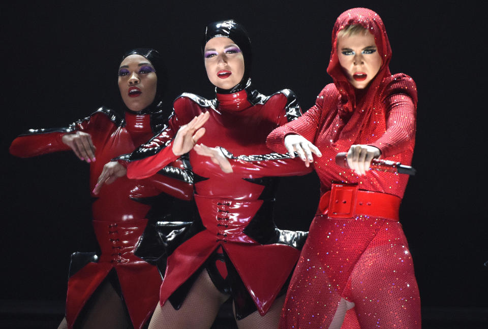 SAN JOSE, CA - NOVEMBER 14:  Katy Perry performs during her 'Witness' tour at SAP Center on November 14, 2017 in San Jose, California.  (Photo by Tim Mosenfelder/Getty Images)