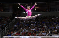 <p>Lauren Hernandez competes on the balance beam during Day 2 of the 2016 U.S. Women’s Gymnastics Olympic Trials at SAP Center on July 10, 2016 in San Jose, California. (Photo by Ezra Shaw/Getty Images) </p>