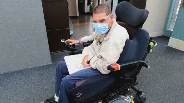 On Tuesday, Nick Schuurman went to Devonshire Mall for the first time since the pandemic began. The 35-year-old took in the sights and sounds while handing out resumés.  (Jennifer La Grassa/CBC - image credit)