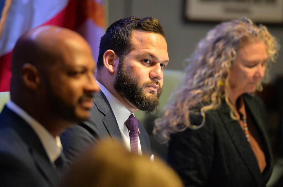 Mayor Erik Arroyo delivers his State of the City speech during the Sarasota City Commission meeting at City Hall on Monday, Nov. 14, 2022.