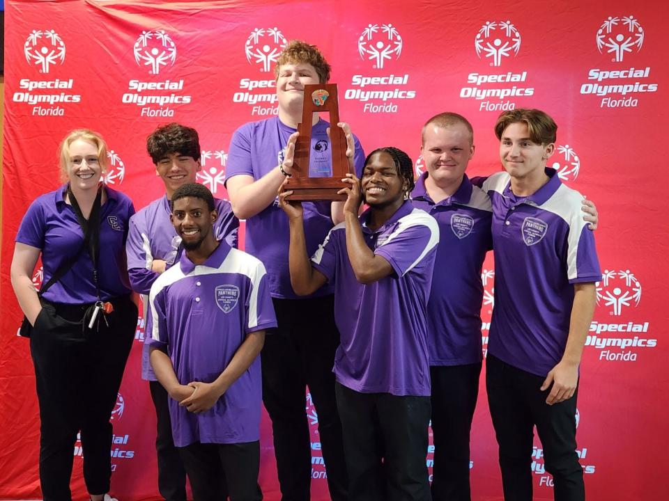 Cypress Lake boys bowling team after winning their Unified Bowling district, December 28, 2023.