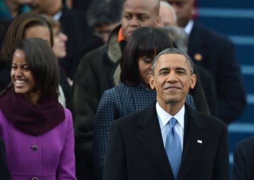 El presidente de Estados Unidos Barack Obama llega al Capitolio para la ceremonia de apertura de su segundo mandato. (AFP | Jewel Samad)