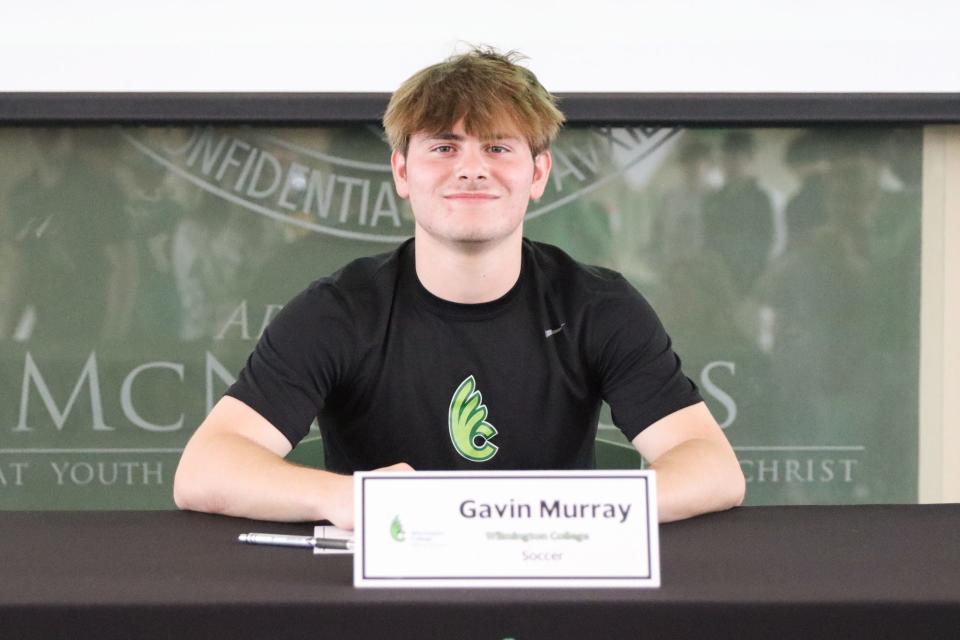 Gavin Murray of McNicholas signed his letter of intent to play soccer with Wilmington College April 17, 2024, at McNicholas.