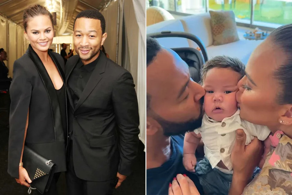 <p>Donald Bowers/Getty, Chrissy Teigen/Instagram</p> Chrissy Teigen shared an adorable video on Instagram showering her and John Legend