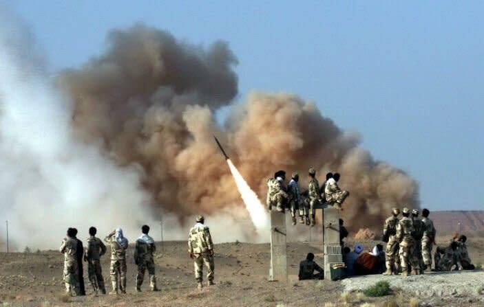 A Zelzal ballistic missile is launched during the second day of military exercises by Iran's elite Revolutionary Guard at an undisclosed location in Iran in 2011. (Photo: EPA-EFE/Shutterstock)  (Photo: )
