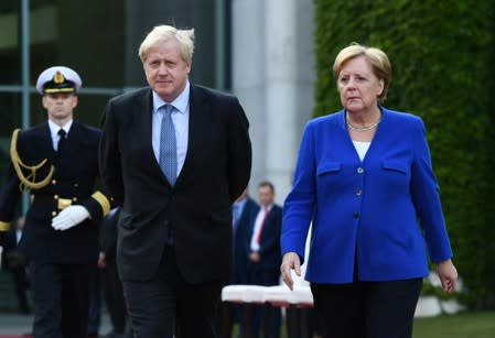 German Chancellor Merkel meets Britain's Prime Minister Johnson at the Chancellery in Berlin