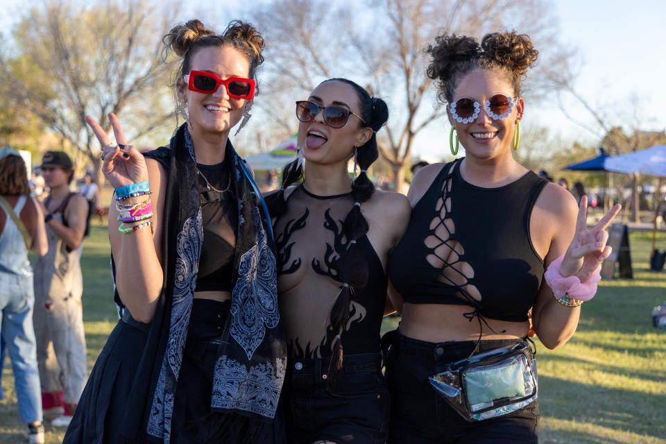 Fans dress up in festival attire at M3F on March 2, 2024, in Phoenix.