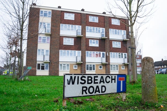 Scene of a fatal stabbing at flats on Wisbeach Road, Croydon