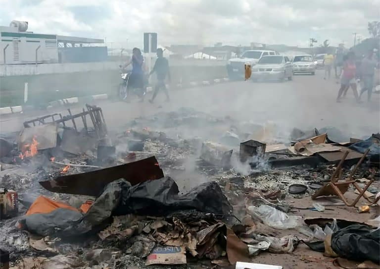 The remains of a Venezuelan immigrant camp burned by residents of the Brazilian border town of Pacaraima on August 18, 2018