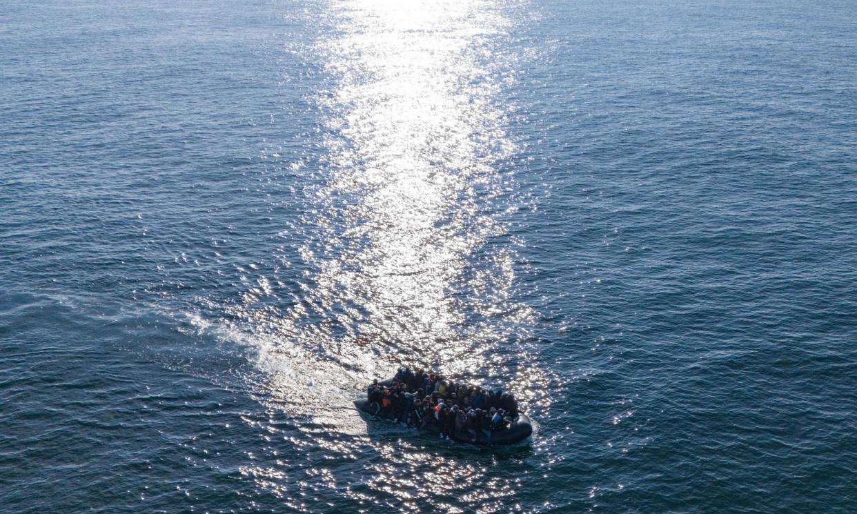 <span>An inflatable boat in the Channel in March. Data suggests the deportation threat has not stopped people trying to reach the UK in precarious vessels.</span><span>Photograph: Tolga Akmen/EPA</span>