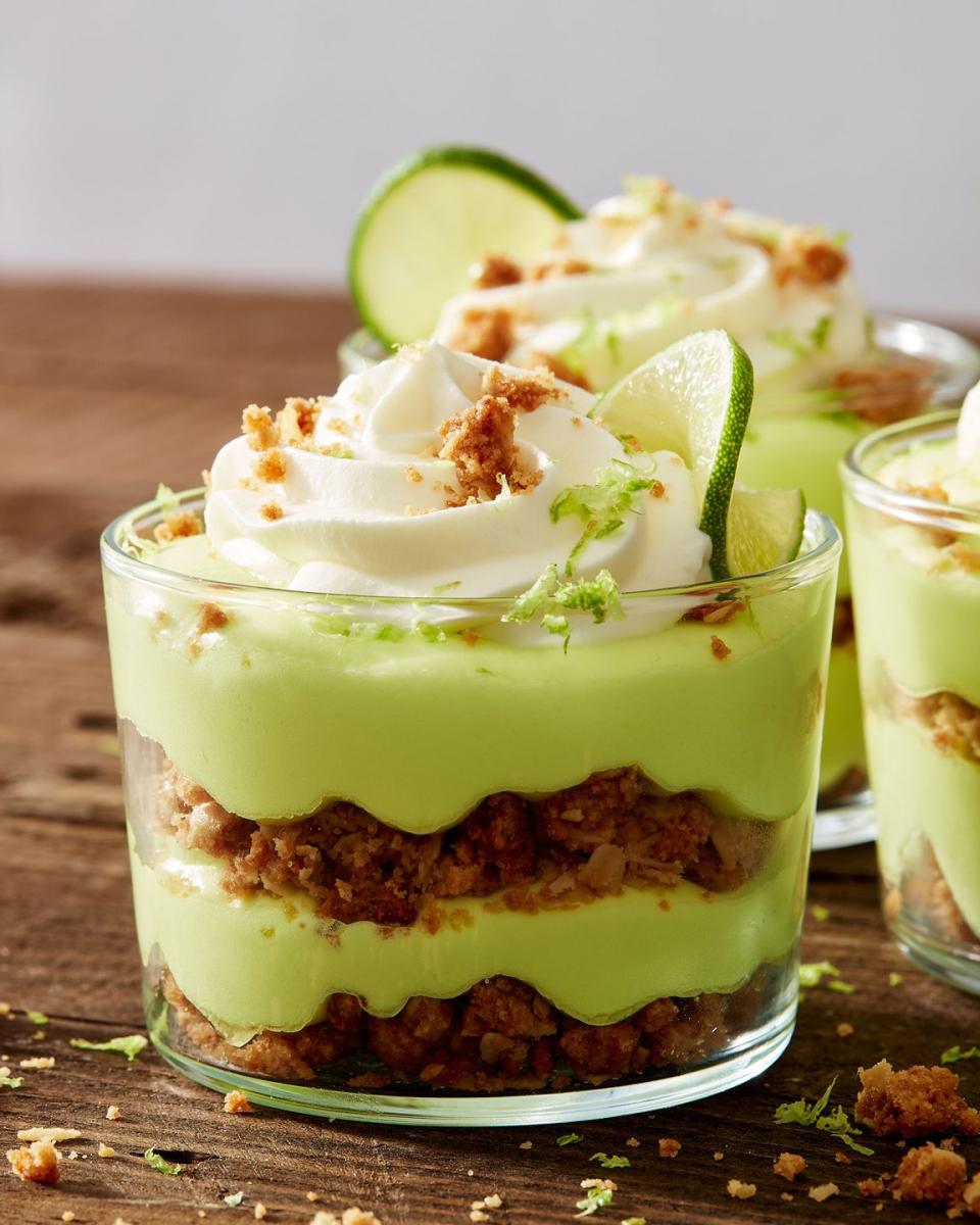 <p>This take on <a href="https://www.delish.com/cooking/recipe-ideas/recipes/a53094/authentic-key-lime-pie-recipe/" rel="nofollow noopener" target="_blank" data-ylk="slk:key lime pie;elm:context_link;itc:0;sec:content-canvas" class="link ">key lime pie</a> has all of the refreshing tartness and buttery crumble of the classic dessert, but in an adorable, individual container. Turning the pie into a crumble ensures that every single bite gives you that delicious sharp tang of the key lime with the crumbly oat topping. This just might be your new fav party dessert!</p><p>Get the <strong><a href="https://www.delish.com/cooking/recipe-ideas/a39574102/key-lime-pie-mousse-recipe/" rel="nofollow noopener" target="_blank" data-ylk="slk:Key Lime Pie Mousse recipe;elm:context_link;itc:0;sec:content-canvas" class="link ">Key Lime Pie Mousse recipe</a></strong>. </p>