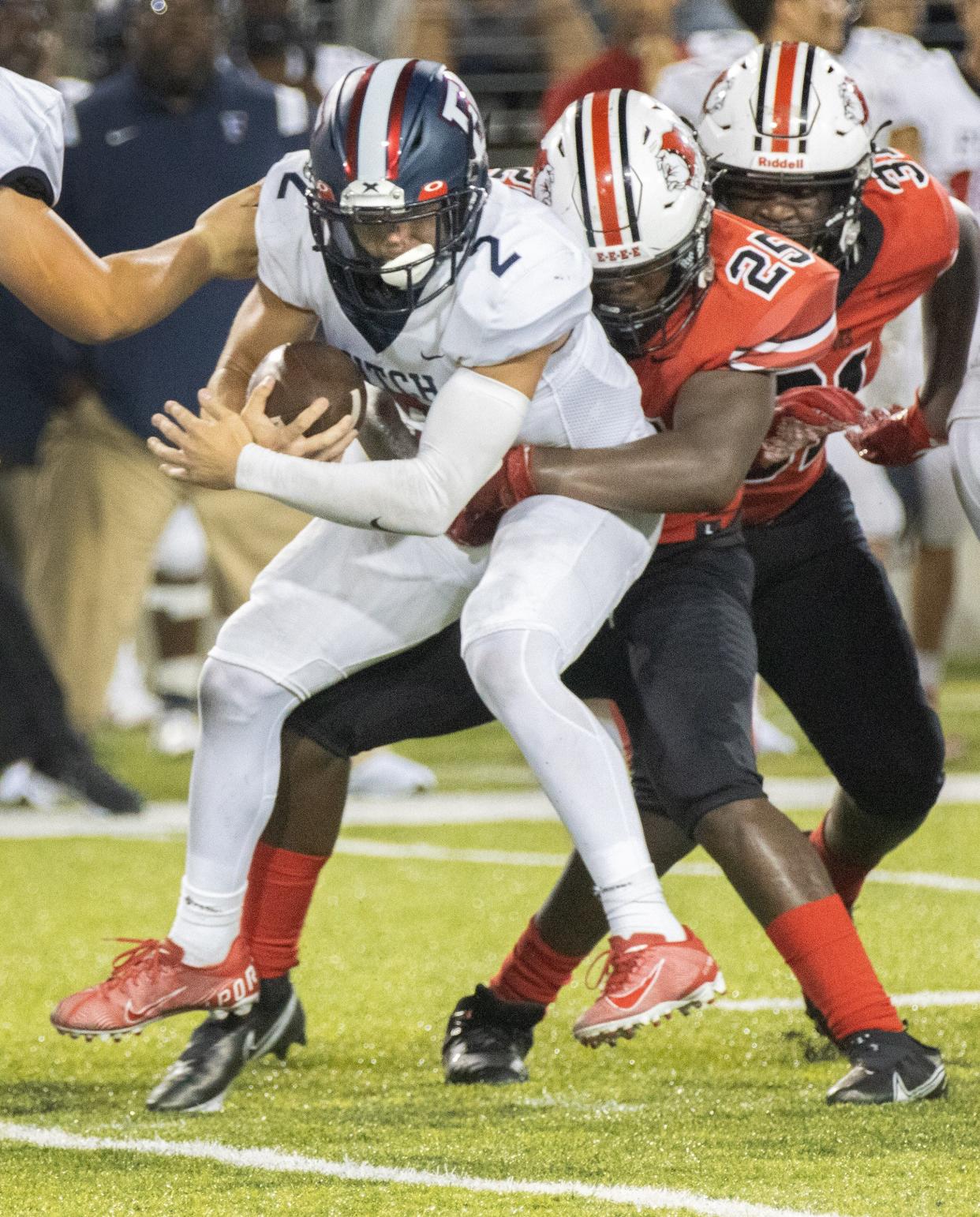 McKinley’s Braylon Minor stops Fitch QB Devin Sherwood, Aug. 27, 2021.