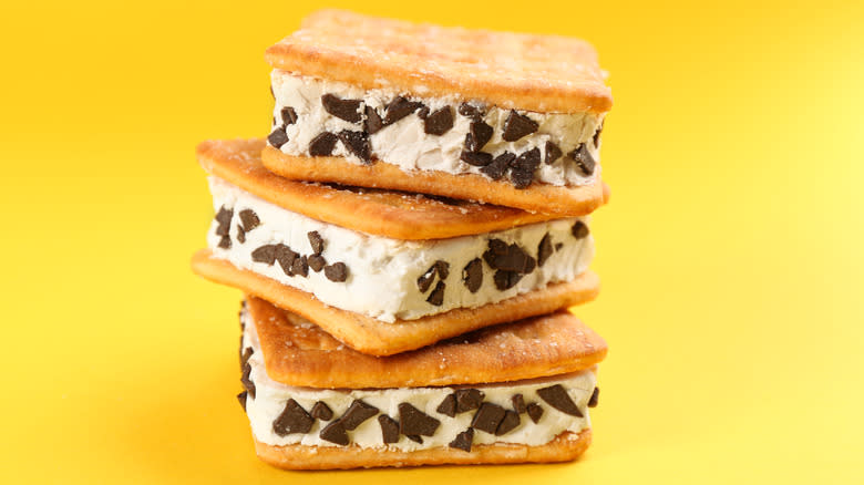 cracker ice cream sandwiches stack