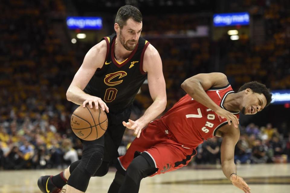 此役「愛神」洛夫（Kevin Love）狂轟23分、6籃板，幫助騎士隊順利晉級東區冠軍賽。