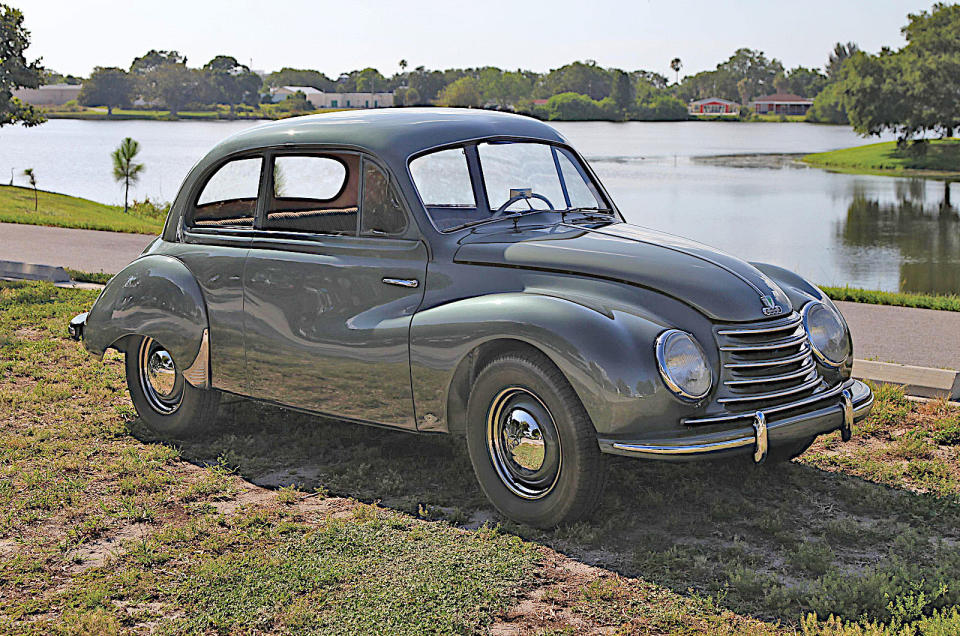 <p>As mentioned when we were talking about the Auto Union 1000, the Sonderklasse was a small German car fitted with a two-stroke engine – the type which made DKW so successful as a manufacturer of both cars and motorcycles.</p><p>DKW also specialised in front-wheel drive, which was still a rare, though not unique, feature when the Sonderklasse went into production in the early 1950s.</p>