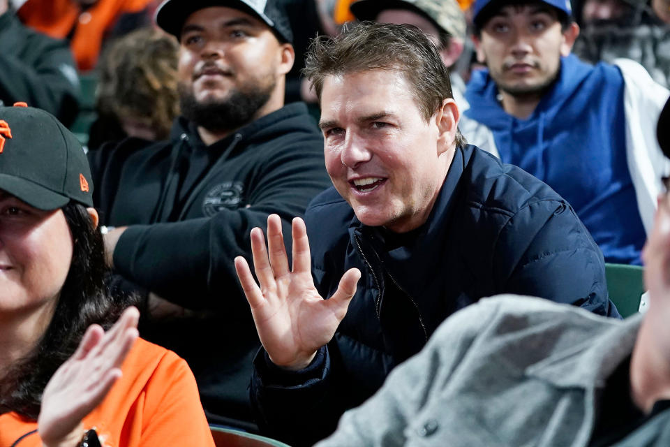 <p>Tom Cruise attends the San Francisco Giants and Los Angeles Dodgers baseball game on Oct. 9 in San Francisco. </p>