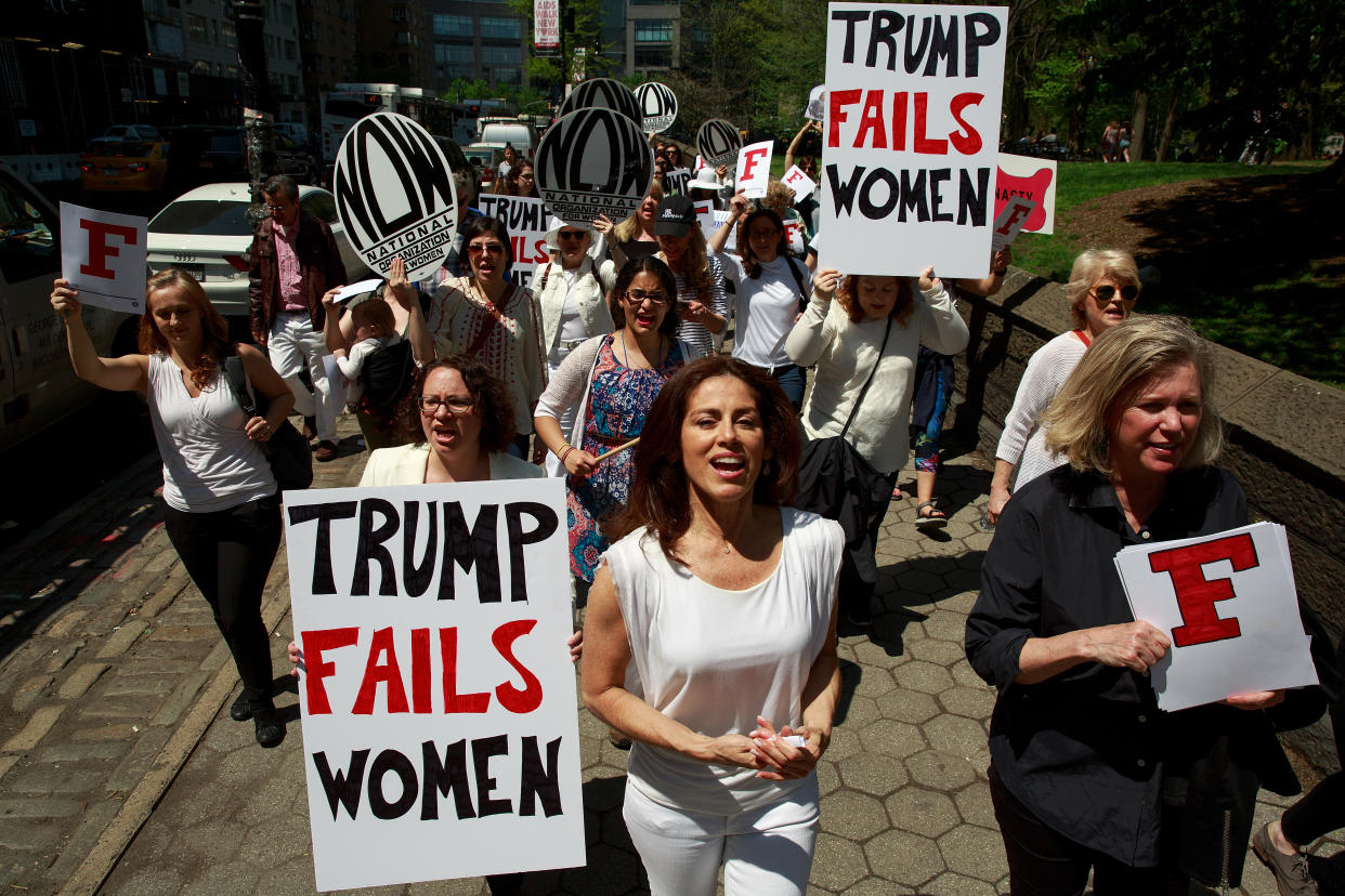 Activists in New York City protest President Trump's policies