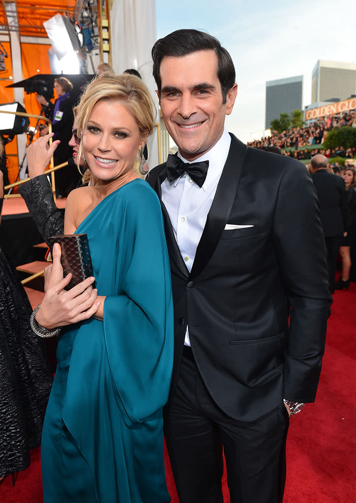 Julie Bowen and Ty Burrell arrive at the 70th Annual Golden Globe Awards at the Beverly Hilton in Beverly Hills, CA on January 13, 2013.