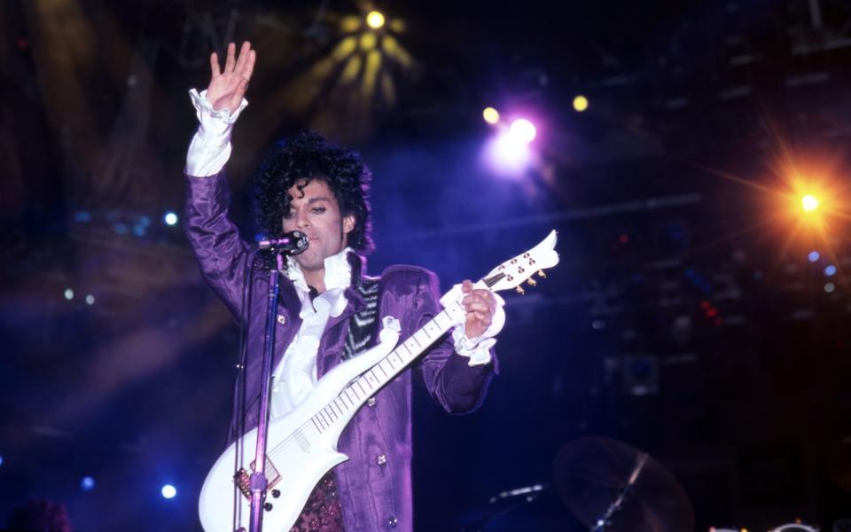 Ein bunter Vogel - aber doch meist in Lila. Die prägnante Farbgebung für CD-Cover, Outfits, Instrumente und Bühnendesigns spielte bei Prince (auch als "The Purple One" bekannt) eine so wichtige Rolle, dass er nach seinem Tod sogar mit einer eigenen Farbe im global verwendeten PMS-Farbsystem gewürdigt wurde: "Purple Love Symbol #2". (Bild: Ross Marino/Getty Images)