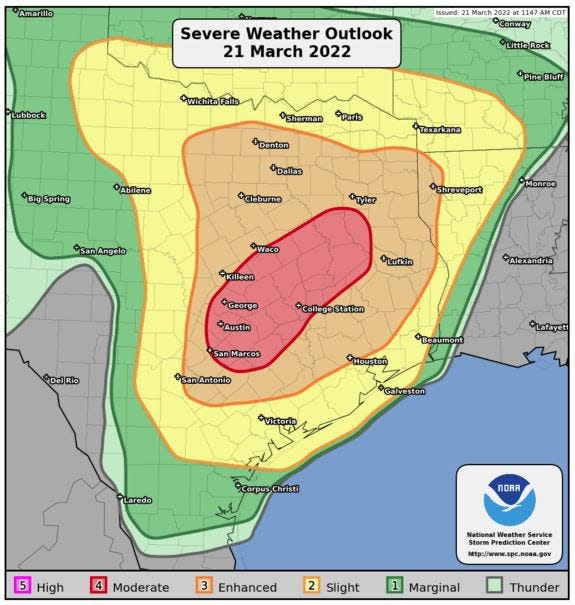 Severe weather outlook, March 21, 2022