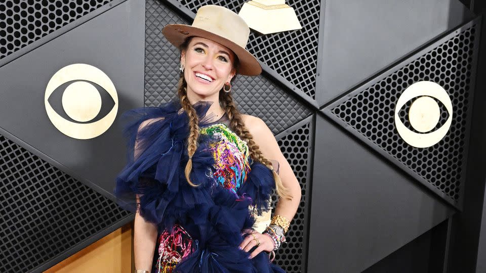 Nominee Lauren Daigle in a quirky, country-inspired look, complete with wide-brimmed hat. - Gilbert Flores/Billboard/Getty Images