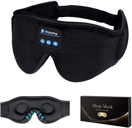 Sleep Headphones,3D Sleep Mask Bluetooth 5.0 Wireless Music Eye Mask, LC-dolida Sleeping Headph…