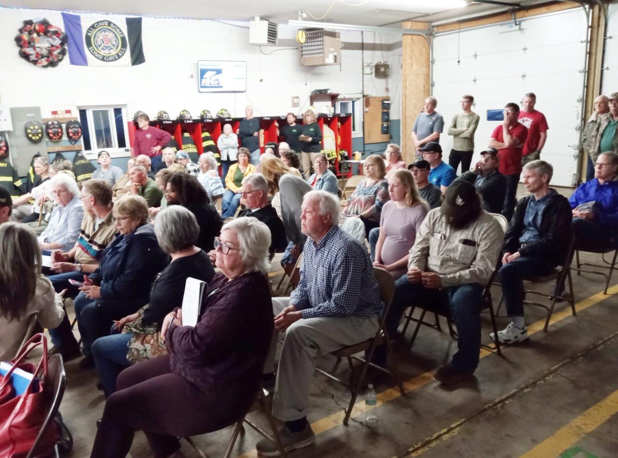 This is the majority of the public that crowded the Waymart Volunteer Fire Department station on April 30, 2024, for the conditional use hearing for the proposed Allerand Recovery drug and alcohol program that would locate at the former Mallard Meadows. Waymart Borough Council has continued the hearing to Thursday, May 16, at 5:30 p.m., at the fire station.