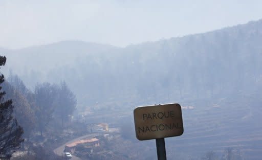 The town of Igualero inside the National Park of Garajonay is pictured after it was devastated by a forest fire on the Spanish Canary Island of La Gomera