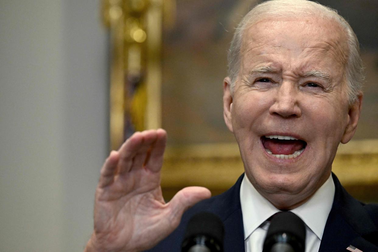 President Joe Biden speaks about the Supreme Court's decision on affirmative action, in the Roosevelt Room of the White House on June 29.