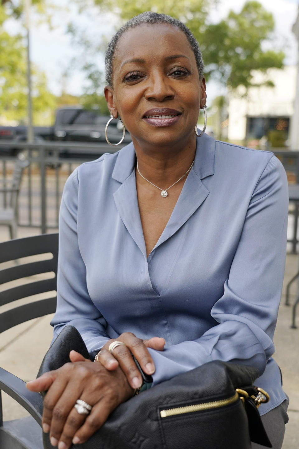 Vangela M. Wade, president and chief executive officer of Mississippi Center for Justice, discusses, Thursday, Oct. 14, 2021, in Madison, Miss., the center's project aimed at providing aid to low-income families to resolve legal questions and hold onto inherited land in more than half of Mississippi's counties. (AP Photo/Rogelio V. Solis)