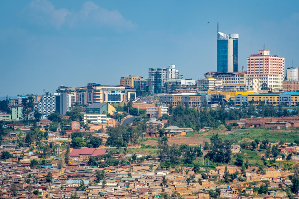 Cityscape of downtown Kigali, the growing capital city of Rwanda.