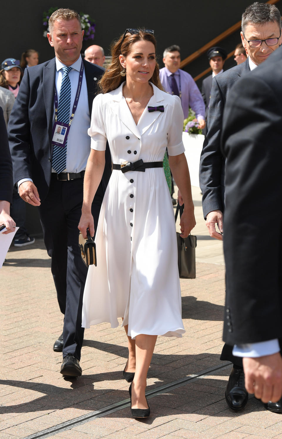 LONDON, ENGLAND - JULY 02: Catherine, Duchess of Cambridge attends day 2 of the Wimbledon Tennis Championships at the All England Lawn Tennis and Croquet Club on July 02, 2019 in London, England. (Photo by Karwai Tang/Getty Images)