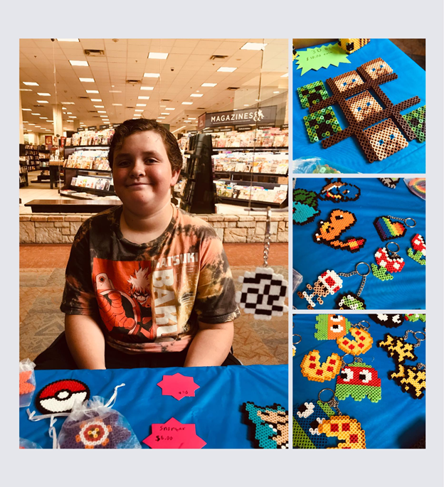 Bradley Francis, 12, makes and sells bead creations through his business, Bradley's Bead Bureau.