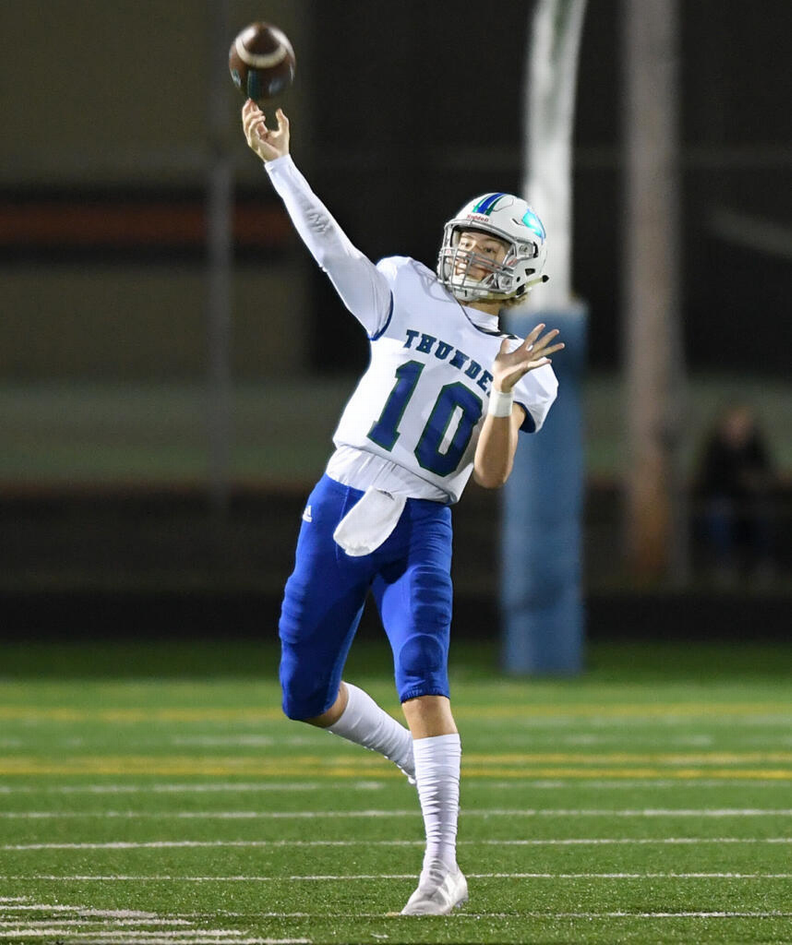 Mountain View (Vancouver, Wash.) quarterback Mitch Johnson during a 2021 game.