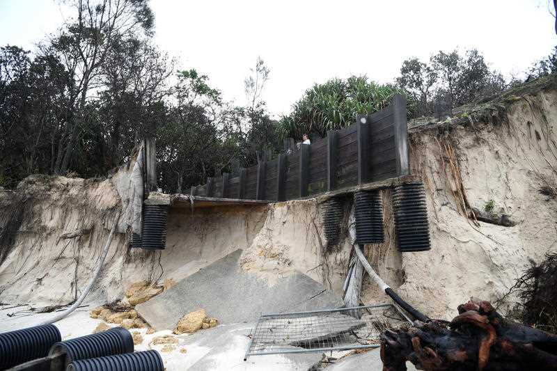 An erosion-damaged disabled access to Clarkes Beach at Byron Bay, NSW.