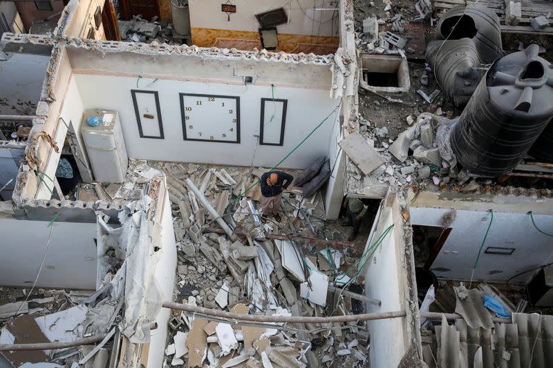 Aftermath of an Israeli strike on a house in Rafah