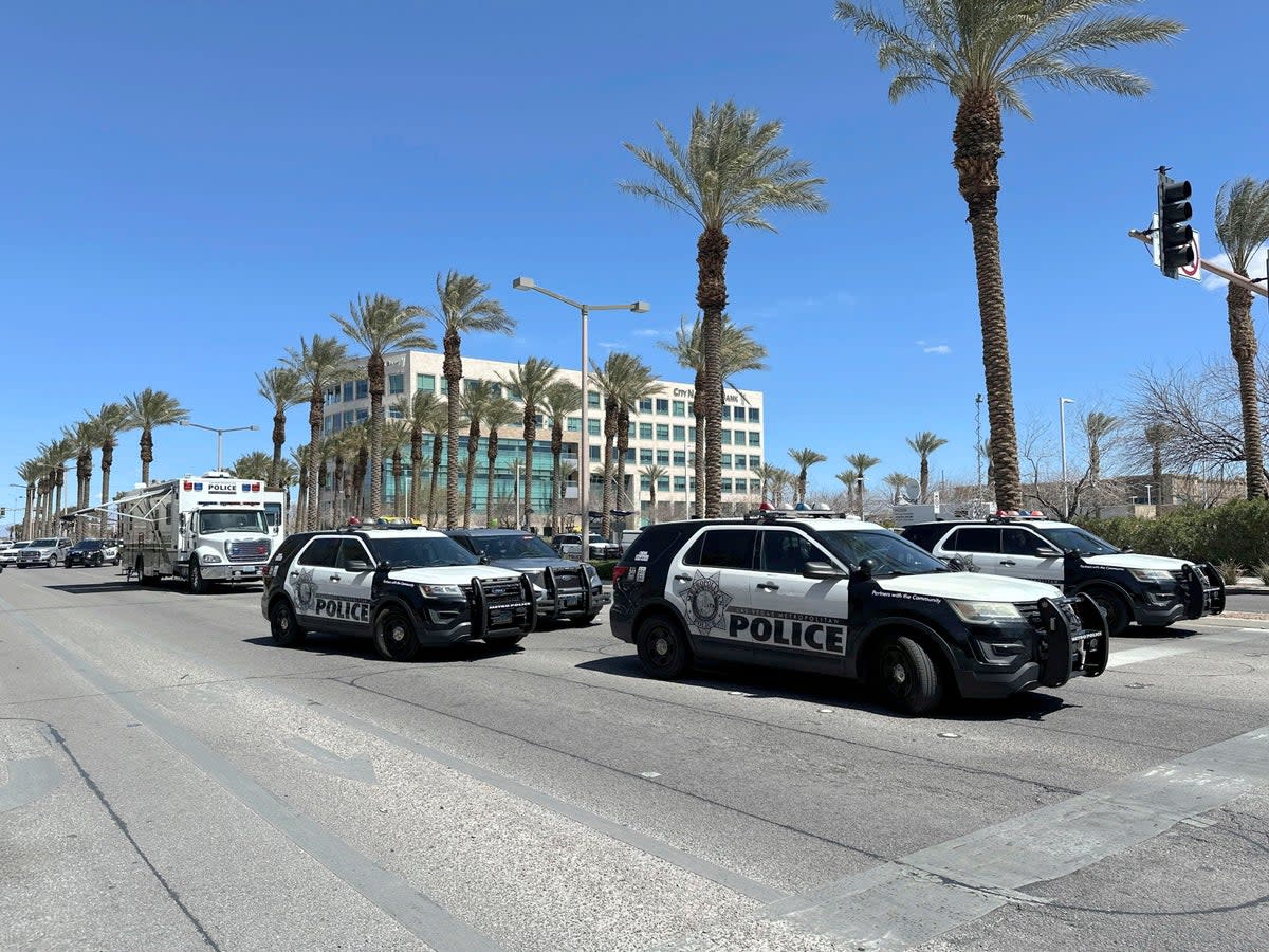Hundreds of workers had to be evacuated from the City National Bank building on West Charleston Boulevard, Las Vegas (AP)