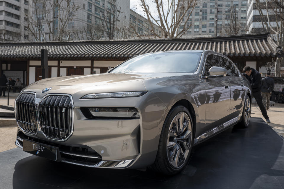 SEOUL, SOUTH KOREA - MARCH 20: An image of New i7 from BMW, official partner of Miss Gee Collection during the 2024 F/W collection launch at Unhyeongung Royal Residence on March 20, 2024 in Seoul, South Korea. (Photo by Justin Shin/Getty Images) (Photo by Justin Shin/Getty Images)
