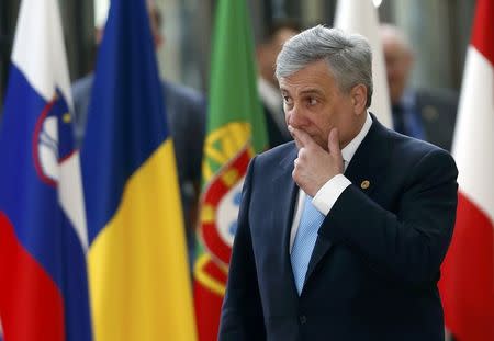European Parliament President Antonio Tajani arrives at the EU summit in Brussels, Belgium, March 9, 2017. REUTERS/Francois Lenoir