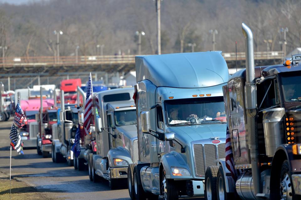 The People's Convoy departs the Hagerstown Speedway for Washington D.C. on Thursday, March 10.