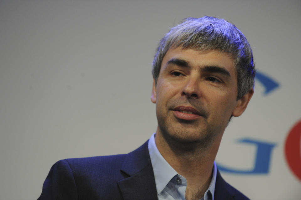 ***FILE PHOTOS*** Larry Page and Sergey Brin step down as heads of Google. Google CEO Larry Page at a press annoucing that Google will allocate 22,000 square feet of its New York headquarters to Cornell NYC Tech University at Google headquarters in New York on May 21, 2012.. Credit: Dennis Van Tine/MediaPunch /IPX