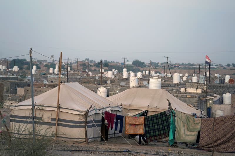 View of a makeshift camp for internally displaced people (IDPs) in the oil-producing Marib province