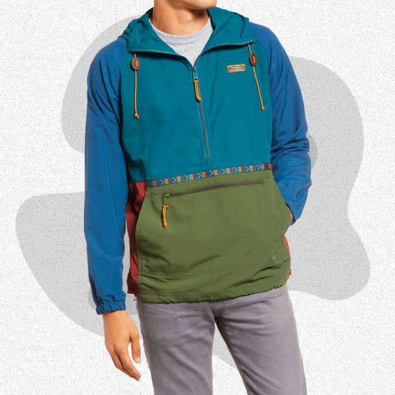 <p>Courtesy of Nordstrom</p><p>An anorak is half jacket, half hoodie, and a fully stylish alternative to the typical zip-up jacket. LL Bean’s half zip features a color block design that looks like something from an outdoor catalog from the ‘90s, in the best possible way. It’s made from water and wind-resistant nylon, and the front zip pocket doubles as a packable pouch for stowing the jacket.</p><p>[$59; <a href="https://click.linksynergy.com/deeplink?id=b8woVWHCa*0&mid=1237&u1=mj-falljackets-jzavaleta-080423-update&murl=https%3A%2F%2Fwww.nordstrom.com%2Fs%2Fl-l-bean-mens-mountain-classic-water-resistant-half-zip-jacket%2F5794683" rel="nofollow noopener" target="_blank" data-ylk="slk:nordstrom.com;elm:context_link;itc:0;sec:content-canvas" class="link ">nordstrom.com</a>] </p>