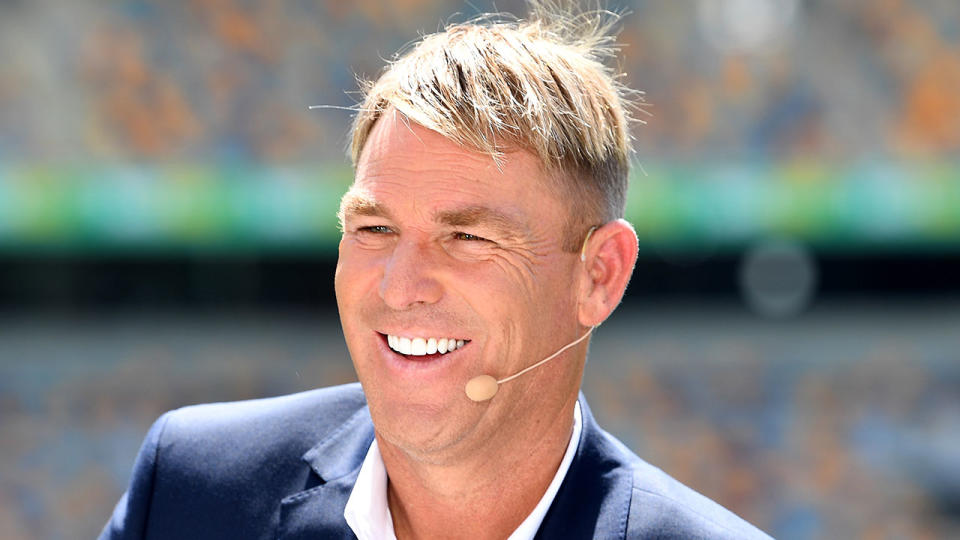 Shane Warne is seen here doing his commentary duties for Fox Sports.